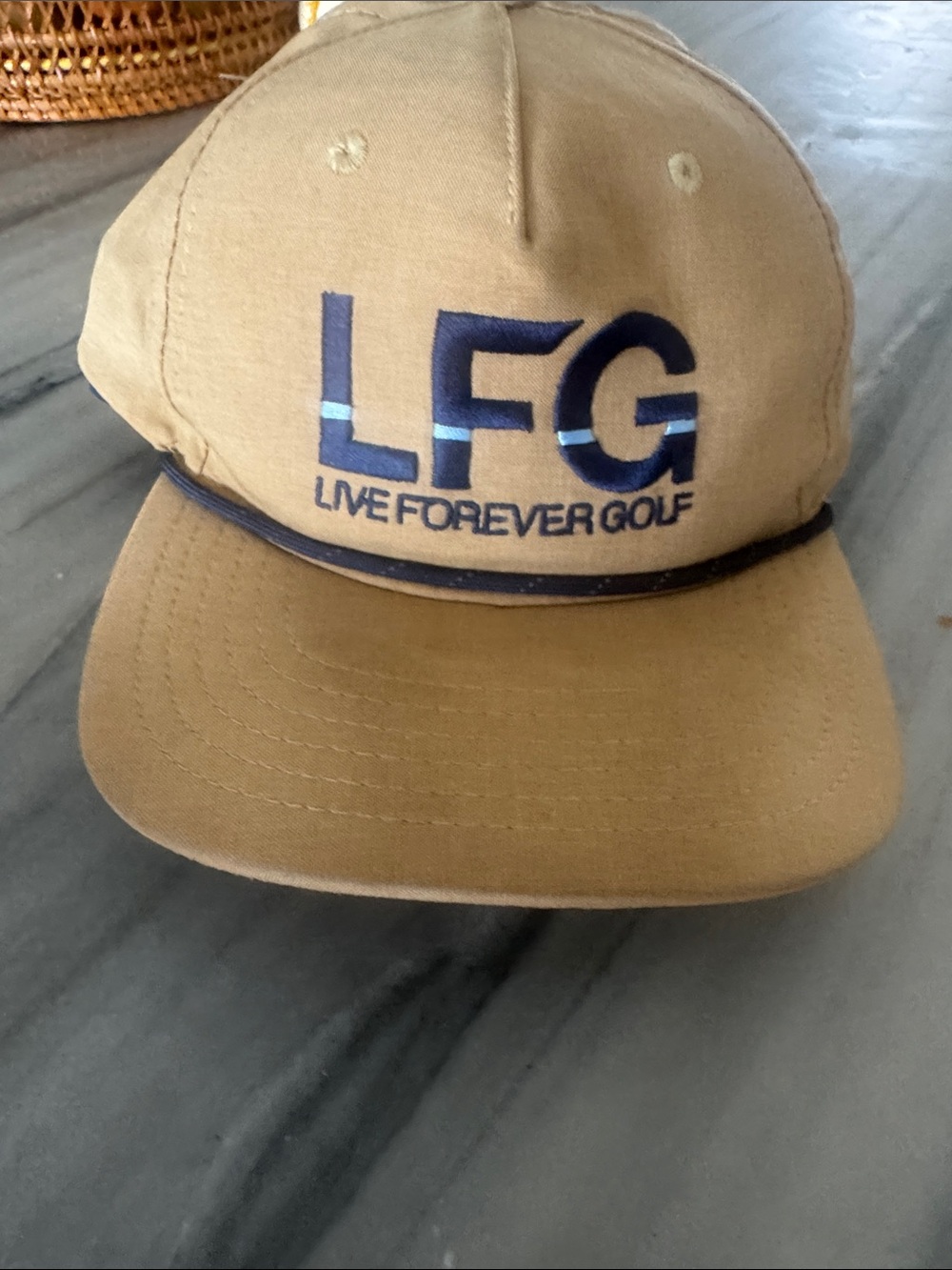 Unbranded Men's Mustard Yellow Snapback Cap with Navy Adjustable Strap